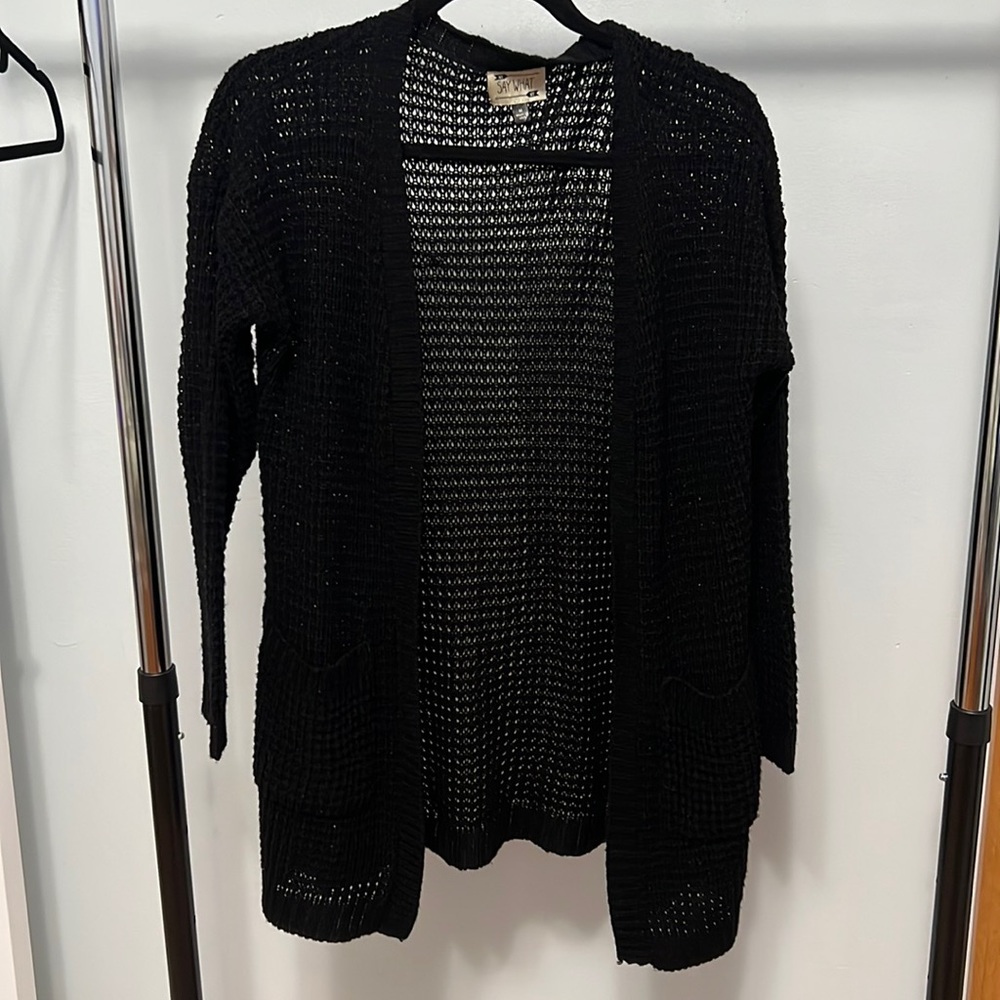Black lightweight long cardigan